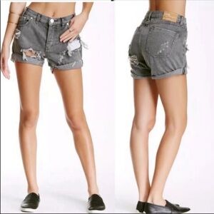 One Teaspoon Chargers Distressed Denim Shorts